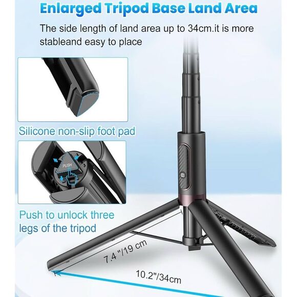 Black Tripod & Selfie Stick with Wireless Remote - Picture 4 of 5